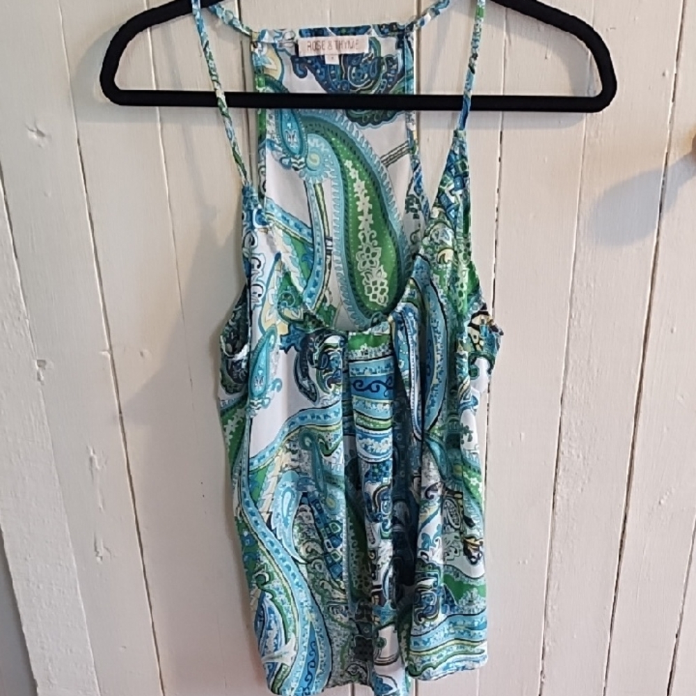 Rose & Thyme EUC Paisley Print Spaghetti Strap Top Adjustable Straps Small.